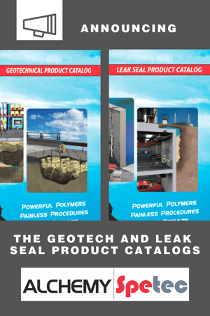 Alchemy-Spetec products will now officially be promoted under the Leak Seal and Geotech lines.  As holds true with most mergers (Alchemy Polymers and Spetec formed Alchemy-Spetec in 2017), the integration of products and services can take time.  This rebrand will be reflected in two separate product catalogs.  One for Leak Seal products and one for Geotech products. We are confident that the two-catalog offering is the best solution for our partners and customers. 