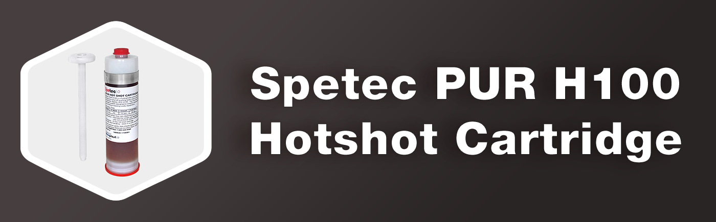 The Spetec PUR H100 Hotshot Cartridge contains one component, closed cell, hydrophobic, water reactive, solvent/phthalate free, low viscosity polyurethane injection resin for stabilization and water cut-off of large water leaks. The cartridge packaging is ideal for small jobs in locations that prohibit the use of pumps.